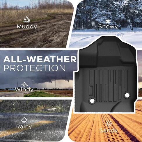 Floor Mats Custom Fit for Ford F150 Super Cab, TPE All-Weather Floor Liners Full Set with 1st & 2nd Rows, Fit Bucket or Bench Seats (Super Cab 2015-2026, Full Set) in Saudi Arabia