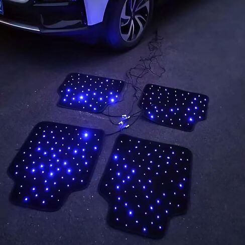 Starlight LED Car Floor Mats, 4pcs Shiny Starry Sky Star Light Floor Mats, App Control Washable Fiber Optic Lights Universal Automotive Decoration Atmosphere Light in Saudi Arabia