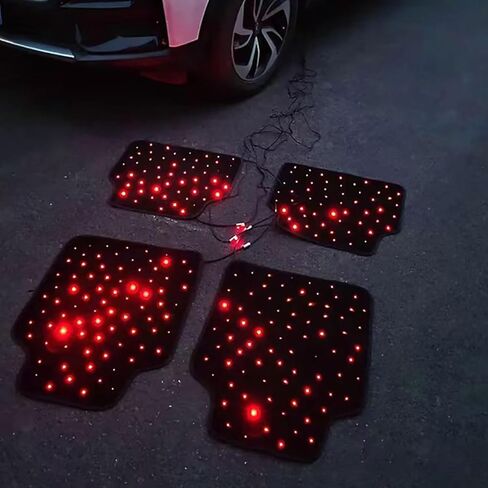 Starlight LED Car Floor Mats, 4pcs Shiny Starry Sky Star Light Floor Mats, App Control Washable Fiber Optic Lights Universal Automotive Decoration Atmosphere Light in Saudi Arabia