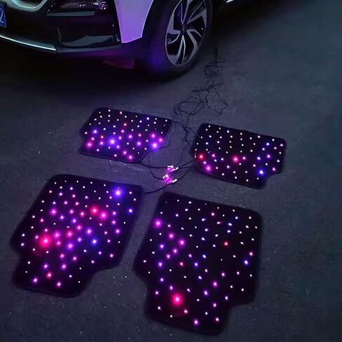 Starlight LED Car Floor Mats, 4pcs Shiny Starry Sky Star Light Floor Mats, App Control Washable Fiber Optic Lights Universal Automotive Decoration Atmosphere Light in Saudi Arabia