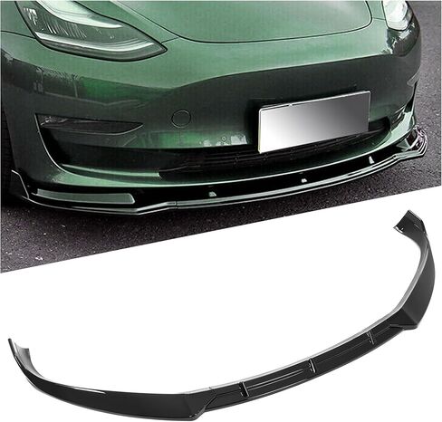 KUAFU Front Bumper Lip Compatible with 2016-2020 Tesla Model S 3Pcs Carbon Fiber Style Front Lip Spoiler Splitter Air Dam Body Kit Trim Protection Plastic in Saudi Arabia