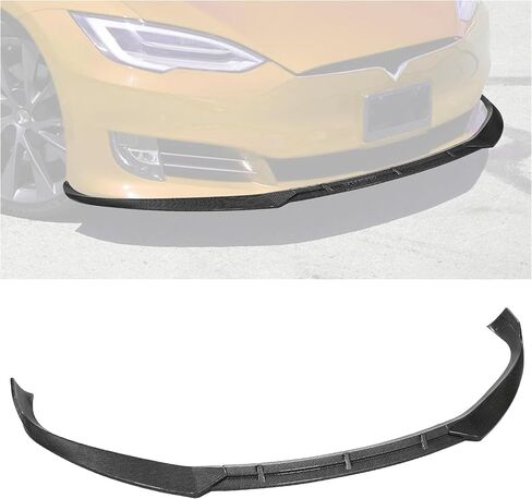 KUAFU Front Bumper Lip Compatible with 2016-2020 Tesla Model S 3Pcs Carbon Fiber Style Front Lip Spoiler Splitter Air Dam Body Kit Trim Protection Plastic in Saudi Arabia