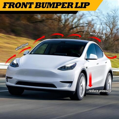 Front Lip 3Pcs Compatible with Model Y 2017-2024 V Style Front Bumper Lip Splitter Spoiler Glossy Black in Saudi Arabia
