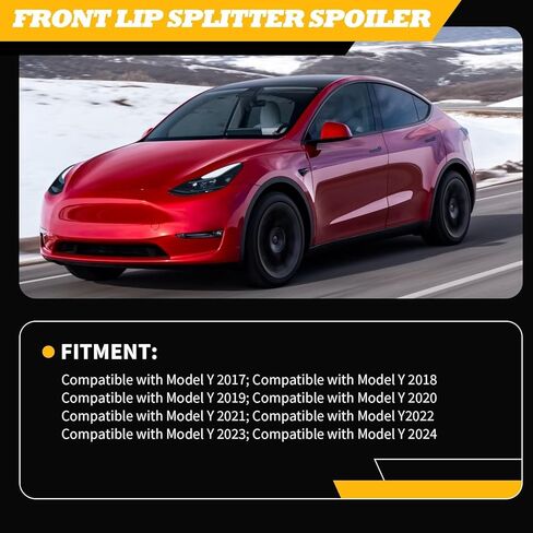 Front Lip 3Pcs Compatible with Model Y 2017-2024 V Style Front Bumper Lip Splitter Spoiler Glossy Black in Saudi Arabia