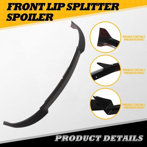 Front Lip 3Pcs Compatible with Model Y 2017-2024 V Style Front Bumper Lip Splitter Spoiler Glossy Black in Saudi Arabia