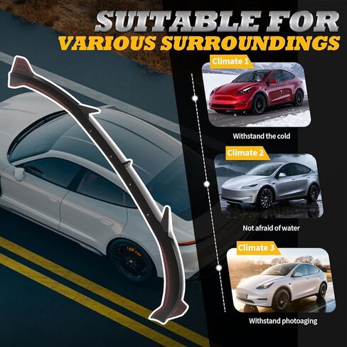 Front Lip 3Pcs Compatible with Model Y 2017-2024 V Style Front Bumper Lip Splitter Spoiler Glossy Black in Saudi Arabia