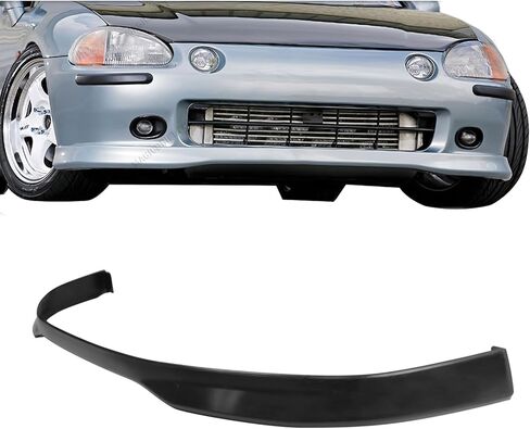 IKON MOTORSPORTS Front Bumper Lip, Compatible with 1993-1997 Honda Civic del Sol, TR Style Unpainted Black PU Polyurethane Air Dam Chin Spoiler Protector Splitter in Saudi Arabia