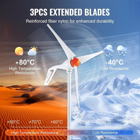 VEVOR 500W Wind Turbine Generator, 12V Wind Turbine Kit, 5-Blade Wind Power Generator with MPPT Controller, Adjustable Windward Direction & 2.5m/s Start Wind Speed, Suitable for Home, Farm, RVs, Boats in Saudi Arabia