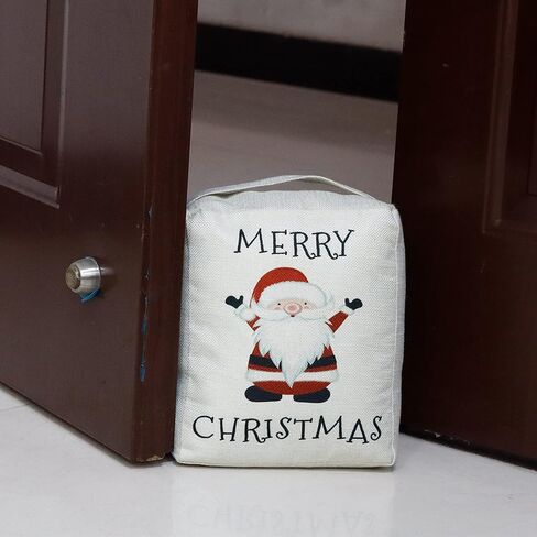 Merry Christmas Weighted Door Stopper - Decorative Fabric Doorstop with Rope Handle for Home, Office, Seasonal Decor, Santa Pattern Design in Saudi Arabia