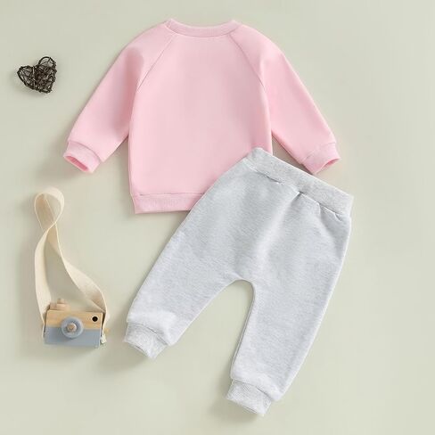 Toddler Baby Birthday Boy Girl Outfit I'M The Birthday Girl Letter Pullover Sweatshirt Solid Pant 2pcs Fall Clothes in Saudi Arabia