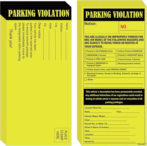 2 Part Parking Violation Ticket Carbonless Number Vehicle Illegally Parked Window Tag 8.5 x 4 inch Tow Warning Notice Parking Violation Ticket Pack of 50 (French Tickets) in Saudi Arabia
