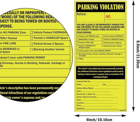 2 Part Parking Violation Ticket Carbonless Number Vehicle Illegally Parked Window Tag 8.5 x 4 inch Tow Warning Notice Parking Violation Ticket Pack of 50 (French Tickets) in Saudi Arabia