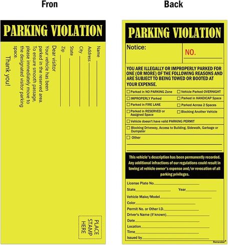 2 Part Parking Violation Ticket Carbonless Number Vehicle Illegally Parked Window Tag 8.5 x 4 inch Tow Warning Notice Parking Violation Ticket Pack of 50 (French Tickets) in Saudi Arabia