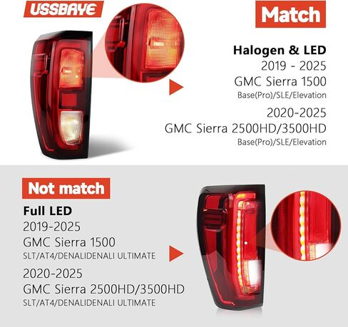 Tail Lights Compatible with 2019-2025 GMC Sierra 1500/2500 HD/3500 HD Base/SLE/Elevation Taillights Rear Tail Light Assembly with Light Bulb and Wiring Harness GM2800309 84968736 (Left Driver Side ) in Saudi Arabia
