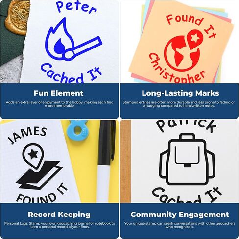 Self-Inking Compass Quest Geocaching Log Stamp - Custom Geocache Name Stamp for Geocaching Dads - Outdoor Adventures - Easy Press & Print - 11 Vibrant Ink Colors - Ideal for Geocaching Enthusiasts in Saudi Arabia