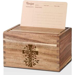 InnoBeta Christian/Christ/Religious Gifts Recipe Box, Gifts Recipe Card Holder Box with 50 4x6 inch Recipe Cards, 10 Dividers, Recipe Organizer with Cross in Saudi Arabia