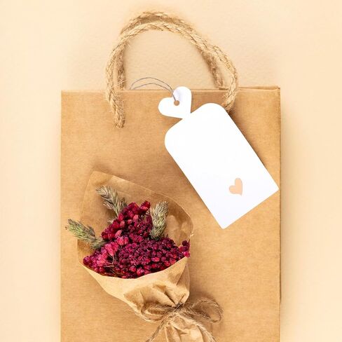 100PCS Gift Bag Tags, Blank Gift Tags with String, White Paper Tag with Rose Gold Heart, Personalized Writable Labels for Birthday Wedding Christmas Valentine Day in Saudi Arabia