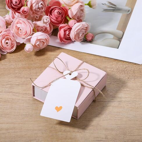 100PCS Gift Bag Tags, Blank Gift Tags with String, White Paper Tag with Rose Gold Heart, Personalized Writable Labels for Birthday Wedding Christmas Valentine Day in Saudi Arabia