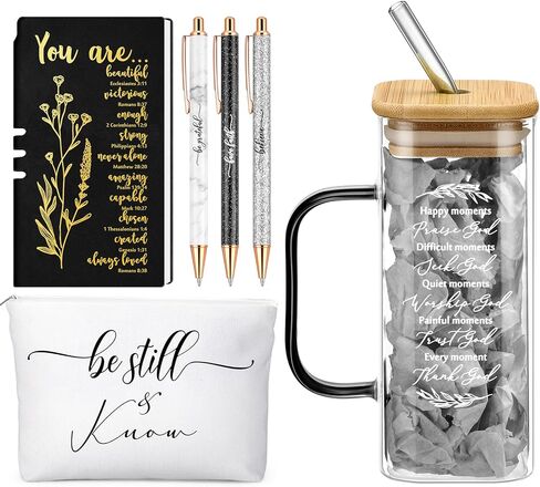 Skylety 6 Pcs Christian Gifts Set for Women Friend Sister Mom Prayer Journal with Pens Cup Bag Bible Study Supplies for Birthday Valentines Mother's Day Christmas Church Office Gifts(Blue) in Saudi Arabia