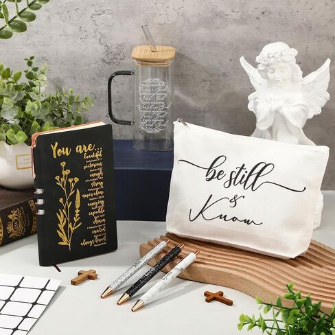 Skylety 6 Pcs Christian Gifts Set for Women Friend Sister Mom Prayer Journal with Pens Cup Bag Bible Study Supplies for Birthday Valentines Mother's Day Christmas Church Office Gifts(Blue) in Saudi Arabia