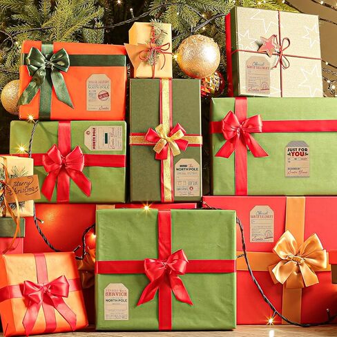 200Pcs Self Adhesive Kraft Christmas Gift Tags, Santa Claus Stickers, Writable Kraft Paper Labels for Xmas Holiday Presents, Envelopes, and Cards - 6 Festive Designs for Christmas Decorations in Saudi Arabia