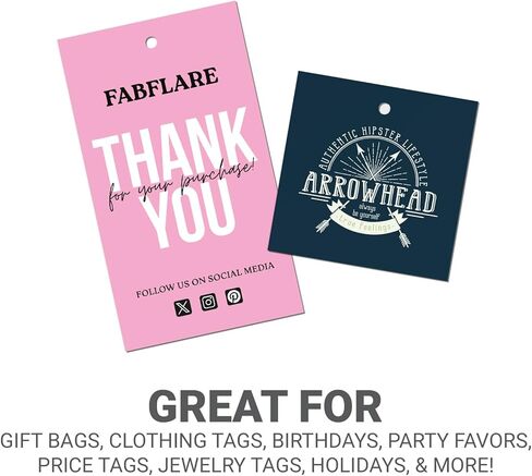 GotPrint Custom Hang Tags, Matte Writable, Vertical | Upload Design or Add Text | Double-Sided | Bulk Retail, Gift, or Favor Tags, 3" x 3", 500 Qty in Saudi Arabia