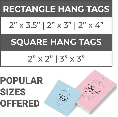 GotPrint Custom Hang Tags, Matte Writable, Vertical | Upload Design or Add Text | Double-Sided | Bulk Retail, Gift, or Favor Tags, 3" x 3", 500 Qty in Saudi Arabia