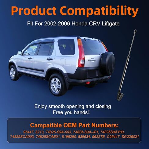Qty (1) Liftgate Replacement Lift Support 𝐰𝐢𝐭𝐡 𝐛𝐫𝐚𝐜𝐤𝐞𝐭 Fit for Honda CRV CR-V Rear Swing Door 2002-2006 Tailgate Rear Hatch, Trunk Shock Strut Replace OE# 74825SCAE01 74825S9A003 in Saudi Arabia