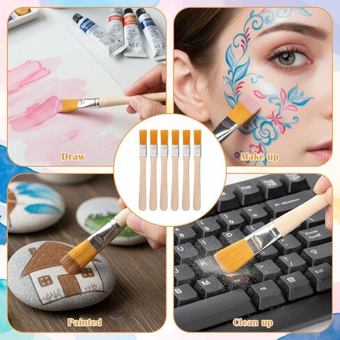 22 Pcs Flat Small Paint Brushes, 1/2 Inch Paint Brush with Wood Handle, Nylon Bristle Touch Up Paints Brushes for Painting DIY, Tiny Paints Brush for Walls, Cabinets, Furniture, Fences in Kuwait