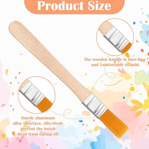 22 Pcs Flat Small Paint Brushes, 1/2 Inch Paint Brush with Wood Handle, Nylon Bristle Touch Up Paints Brushes for Painting DIY, Tiny Paints Brush for Walls, Cabinets, Furniture, Fences in Kuwait