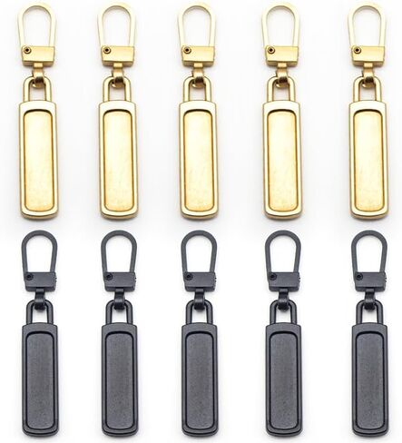 10pcs Multi-Function Zipper Pull Replacement - Suitable for Luggage, Jackets, Backpacks, Boots, Wallets, Coats - Gold and Grey in Saudi Arabia