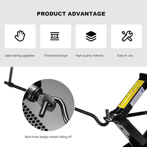 Car Scissor Lift Jack Crank Handle, Non-Slip Scissor Jack Handle Efficient Auto Repair Tool, Labor-Saving Steel Tire Wheel Lug Wrench for Trucks Vans Trailers, Car Accessories (Short Lever) in Saudi Arabia