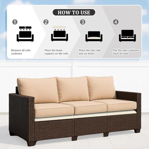 HAVARGO Couch Cushion Support High Density Foam 22X22X2.4 Inches Sofa Couch Supports for Sagging Cushions Light Grey 3Pc with Anti Slip Mesh Fabric in Kuwait