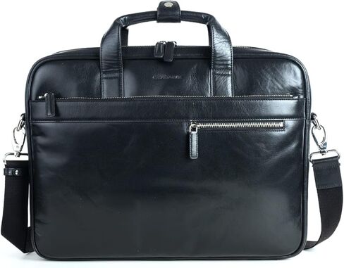 Genuine Leather 15.6" Laptop Bags | Office School College Business Travel For Men and Women | Adjustable Crossbody Shoulder Straps Water Resistant YKK Zipper - Black in Saudi Arabia