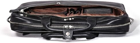 Genuine Leather 15.6" Laptop Bags | Office School College Business Travel For Men and Women | Adjustable Crossbody Shoulder Straps Water Resistant YKK Zipper - Black in Saudi Arabia