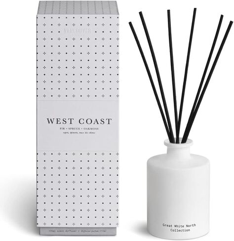 Vancouver Candle Co. Neighborhood Collection Reed Diffuser Set – Kitsilano – 5.9 fl oz/175ml – Includes 6 Diffuser Reeds, Natural Essential Oil and Glass Bottle – Aromatherapy – Home Fragrance in Saudi Arabia