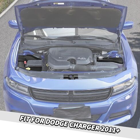 Jimen Fit for Dodge Charger 2011-2023, 4PCS Engine Bay Accessories & Hood Latch Lock Protector & Coolant Tank Cover & Windshield Washer Tank Cover (Black) in Saudi Arabia