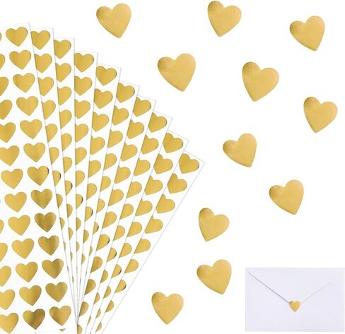 1200 Sheets Gold Heart Stickers Self Adhesive Stickers for Scrapbooking Embellishment Valentine's Day Love Decorative Sticker Gifts Packaging DIY Arts Crafts in Saudi Arabia