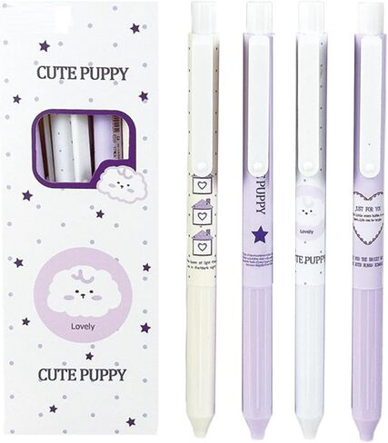 4 Pcs Cute Retractable Pens Purple Gel Pens 0.5mm Fine Point Black Ink Smooth Writing Pen Office School Supplies Cartoon Kawaii Pen for Women Girls (Purple) in Saudi Arabia