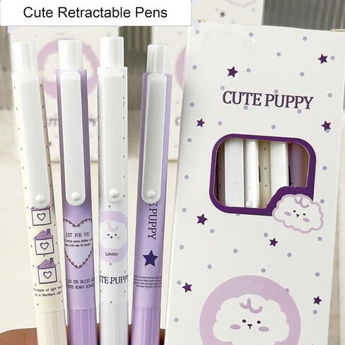 4 Pcs Cute Retractable Pens Purple Gel Pens 0.5mm Fine Point Black Ink Smooth Writing Pen Office School Supplies Cartoon Kawaii Pen for Women Girls (Purple) in Saudi Arabia