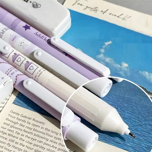 4 Pcs Cute Retractable Pens Purple Gel Pens 0.5mm Fine Point Black Ink Smooth Writing Pen Office School Supplies Cartoon Kawaii Pen for Women Girls (Purple) in Saudi Arabia