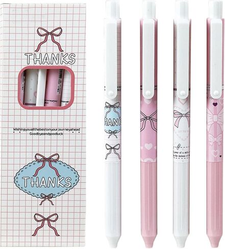 4 Pcs Cute Retractable Pens Purple Gel Pens 0.5mm Fine Point Black Ink Smooth Writing Pen Office School Supplies Cartoon Kawaii Pen for Women Girls (Purple) in Saudi Arabia