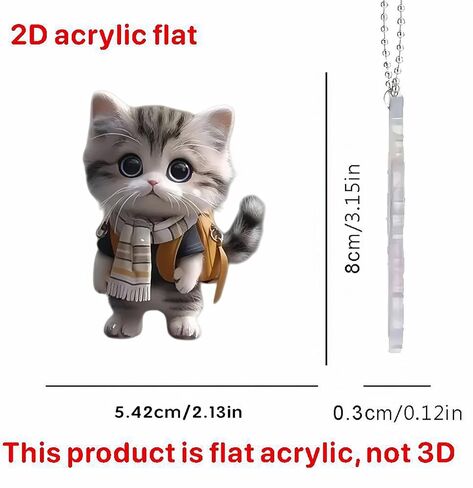 Cute Cat Acrylic Hanging Ornament, Cartoon Cat Keychain for Car Interior, Backpack, and Home Decoration in Saudi Arabia