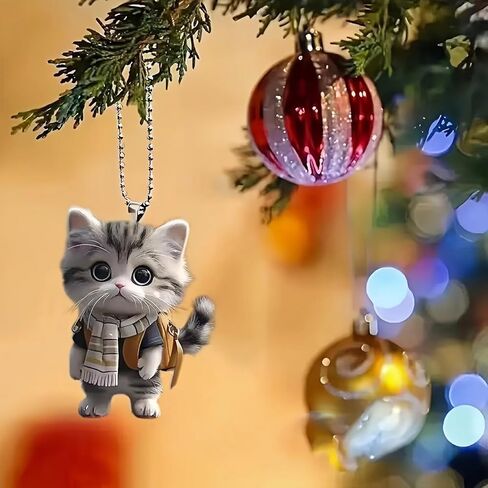 Cute Cat Acrylic Hanging Ornament, Cartoon Cat Keychain for Car Interior, Backpack, and Home Decoration in Saudi Arabia