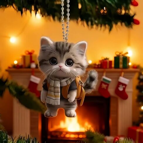 Cute Cat Acrylic Hanging Ornament, Cartoon Cat Keychain for Car Interior, Backpack, and Home Decoration in Saudi Arabia