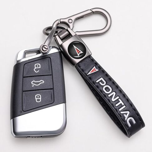 Genuine Leather Car Key Chains for Pontiac Keychain Ring Accessories Family Present(Black) in Saudi Arabia