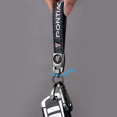 Genuine Leather Car Key Chains for Pontiac Keychain Ring Accessories Family Present(Black) in Saudi Arabia