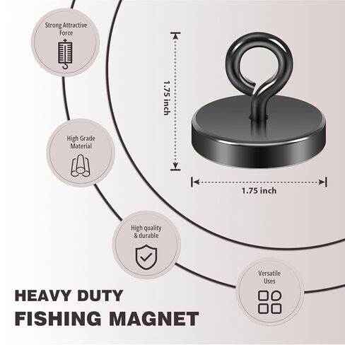 Neosmuk Fishing Magnet, Strong Magnets Heavy Duty Big Rare Earth Magnet, 2.5" Large Magnet for Remover, Super Neodymium High Power Magnet with Handle for Tag, Shop, Lifting and Pick up in Kuwait