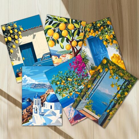 Tucocoo 6 Pack Paint by Numbers Kit for Adults,Italian Landscape Paint by Number for Adults Beginners,Santorini Greece Paint by Numbers kit Mountain for Gift Home Wall Decor 11.8X 8inch in Saudi Arabia