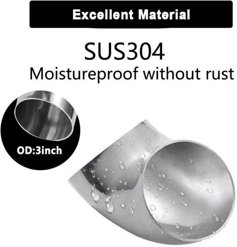 2pcs OD 2 Inch 45 Degree SS304 Stainless Steel Bend Tube Exhaust Elbow Pipe for automotive exhaust modification or stair handrail, silver polish，Exhaust System 2" Piping. in Saudi Arabia